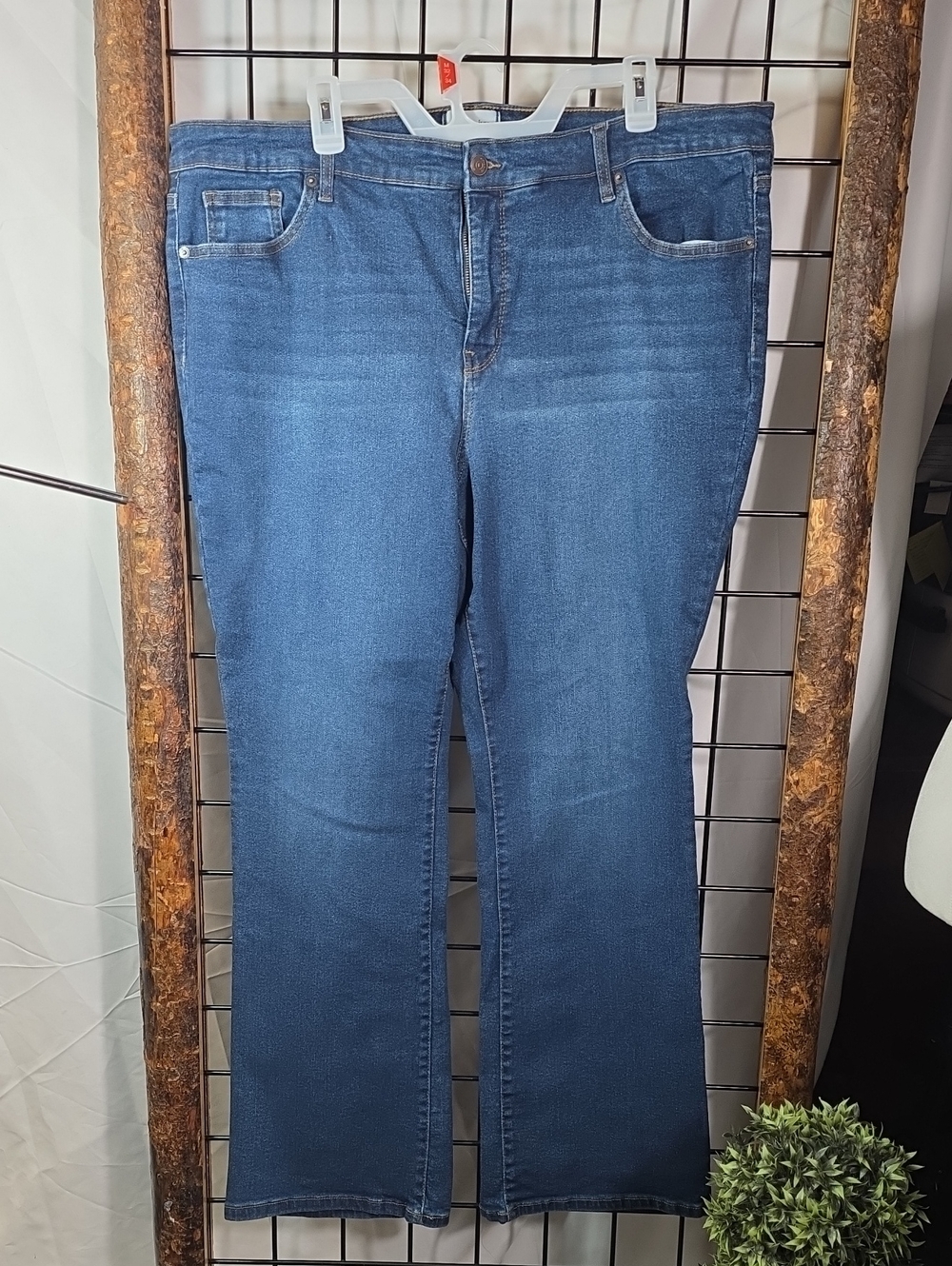 crown & ivy Dark Blue Wide Leg Flare Jeans